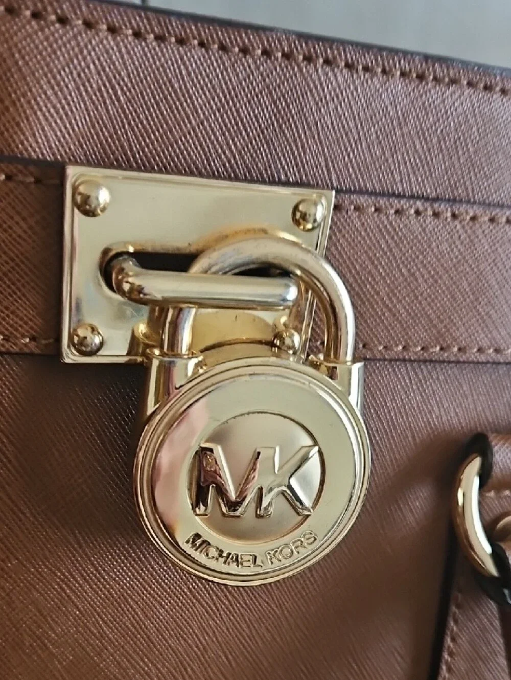 Michael Kors Chestnut Brown Leather Tote with Gold Hardware